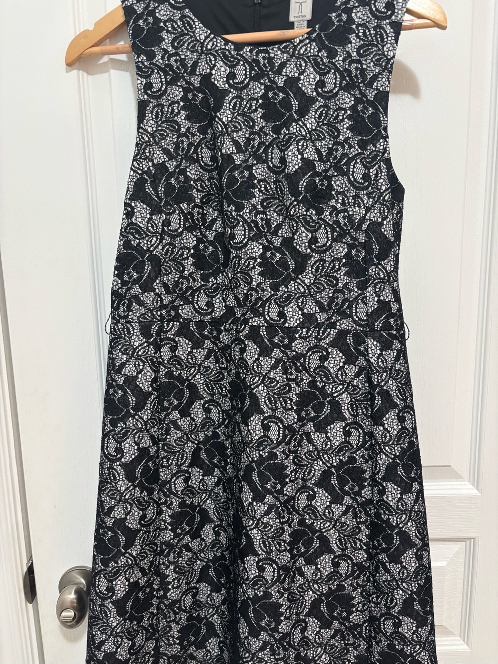 Tristan Black Lace Overlay on White Dress